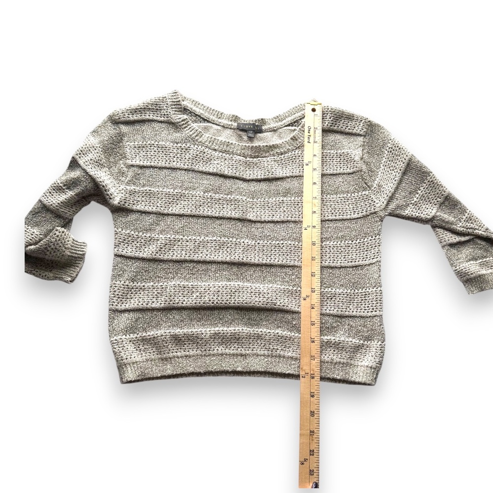 I LOVE H81 FOREVER 21 gray open knit sweater lightweight striped pullover - Picture 8 of 9